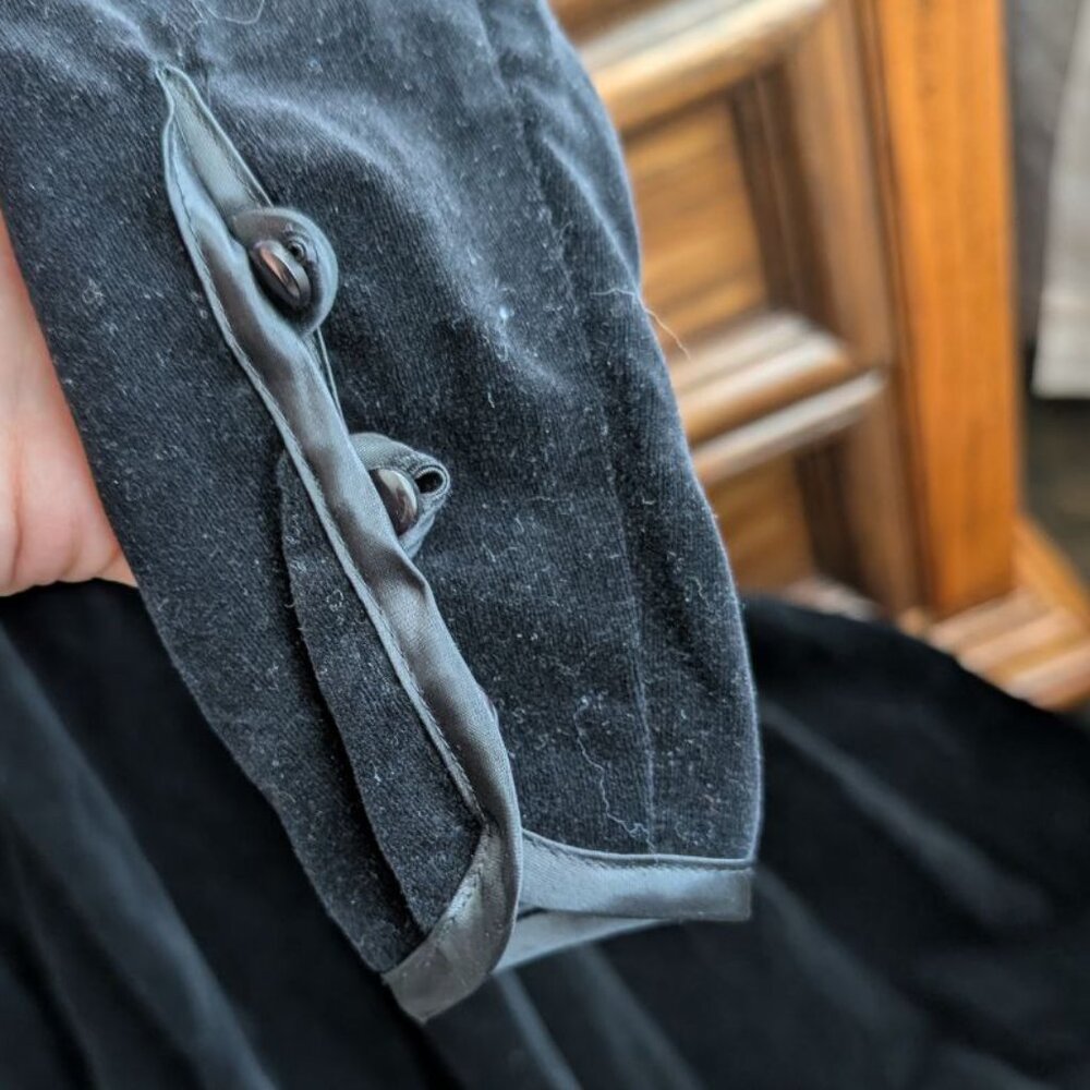 Vintage Laura Ashley Black Velvet Dress Puff Sleeves Size USA 6 / UK 8 / EUR 34 - Picture 7 of 17